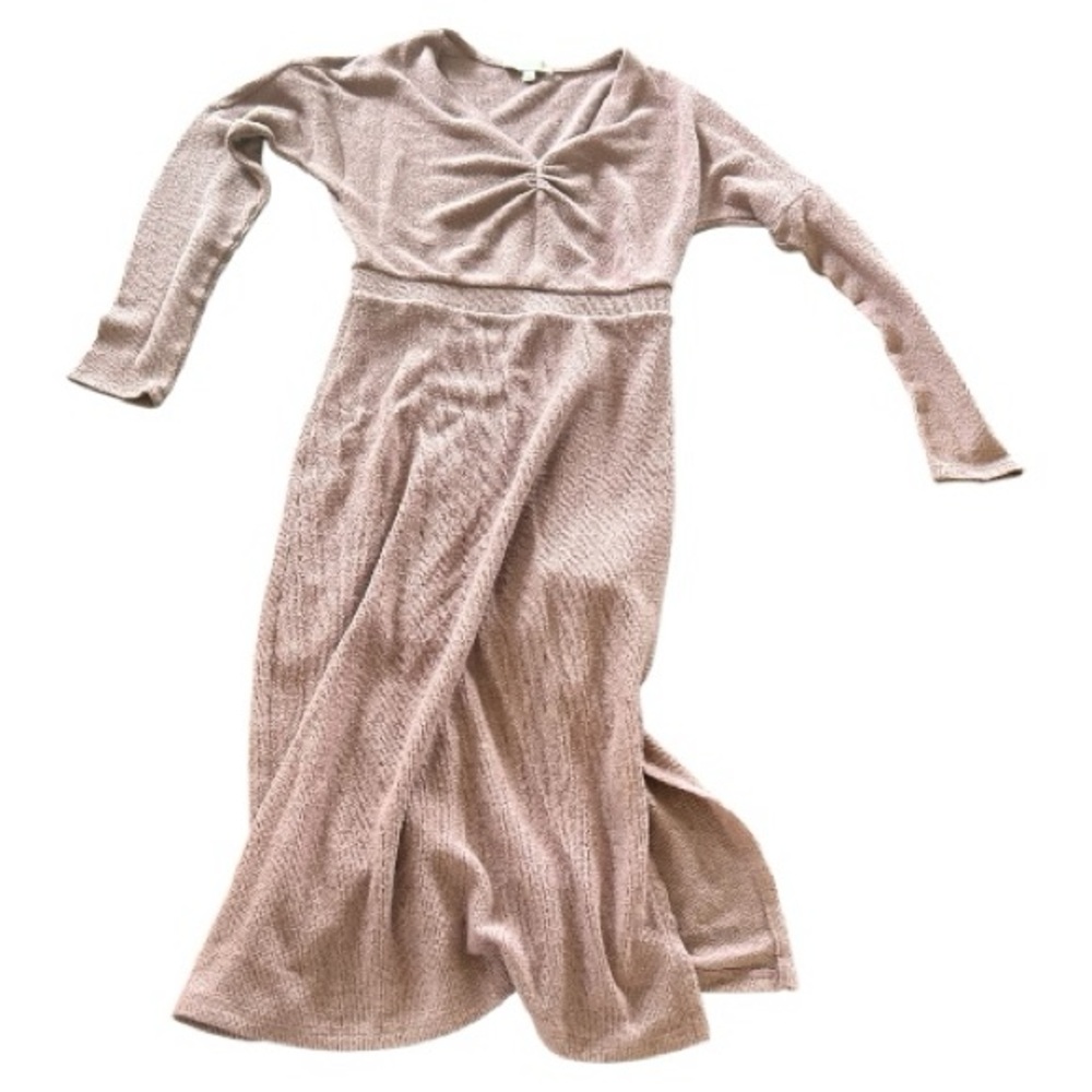 Eri + Ali mauve blush long sleeve knit maxi dress